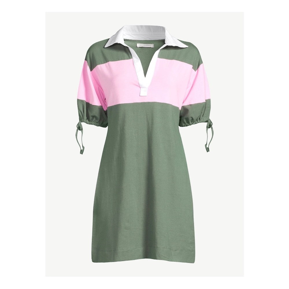 Free Assembly Polo Mini Dress with Tie Sleeves- NWT /XS S and M